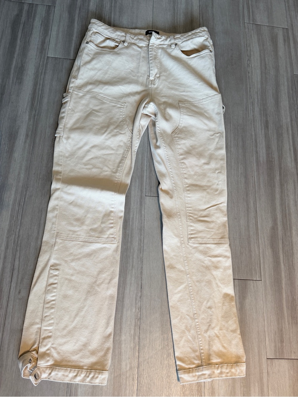 NovaMen Men's Flare 36/34 Cream Workwear Pants Versatile Utility Style